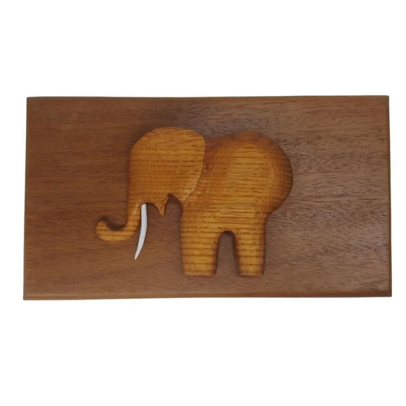 Wooden Elephant Wall Plaque - Picture 1 of 5